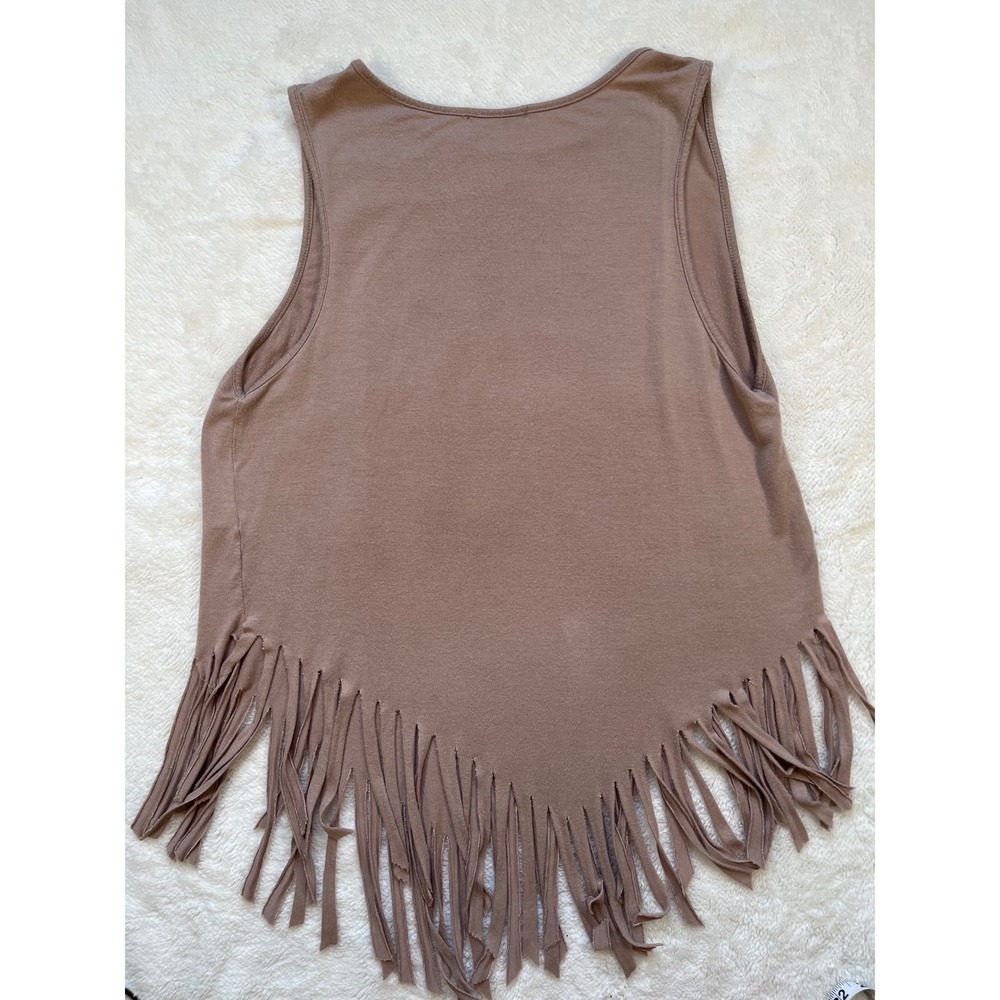 Ragdoll Tank Top Women tan Gold Butterfly Fringe Boho- Large - Picture 4 of 7